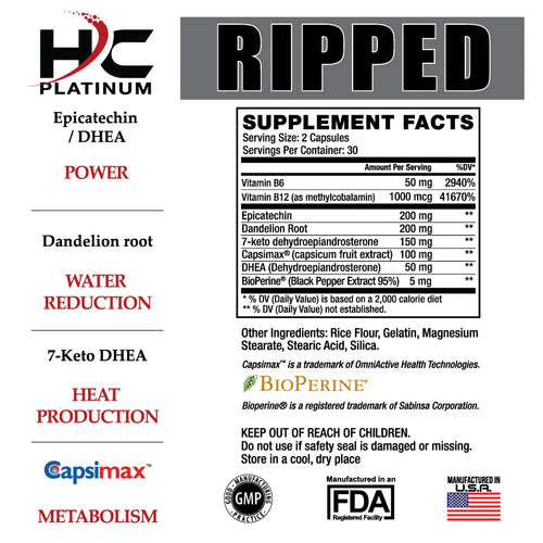 Hardcore Ripped - Caffeine Free Thermogenic by HC Platinum