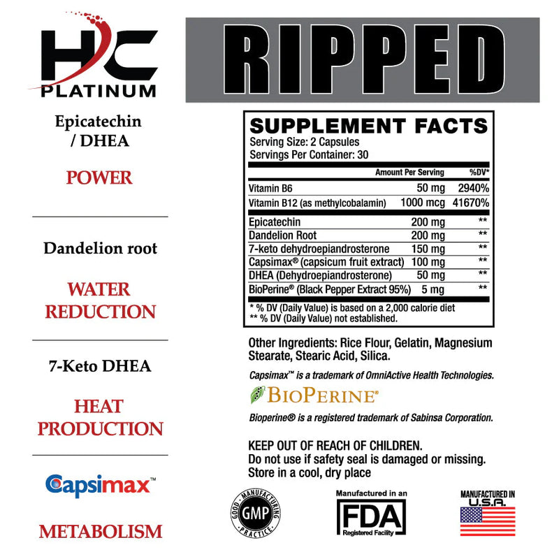 Hardcore Ripped - Caffeine Free Thermogenic by HC Platinum
