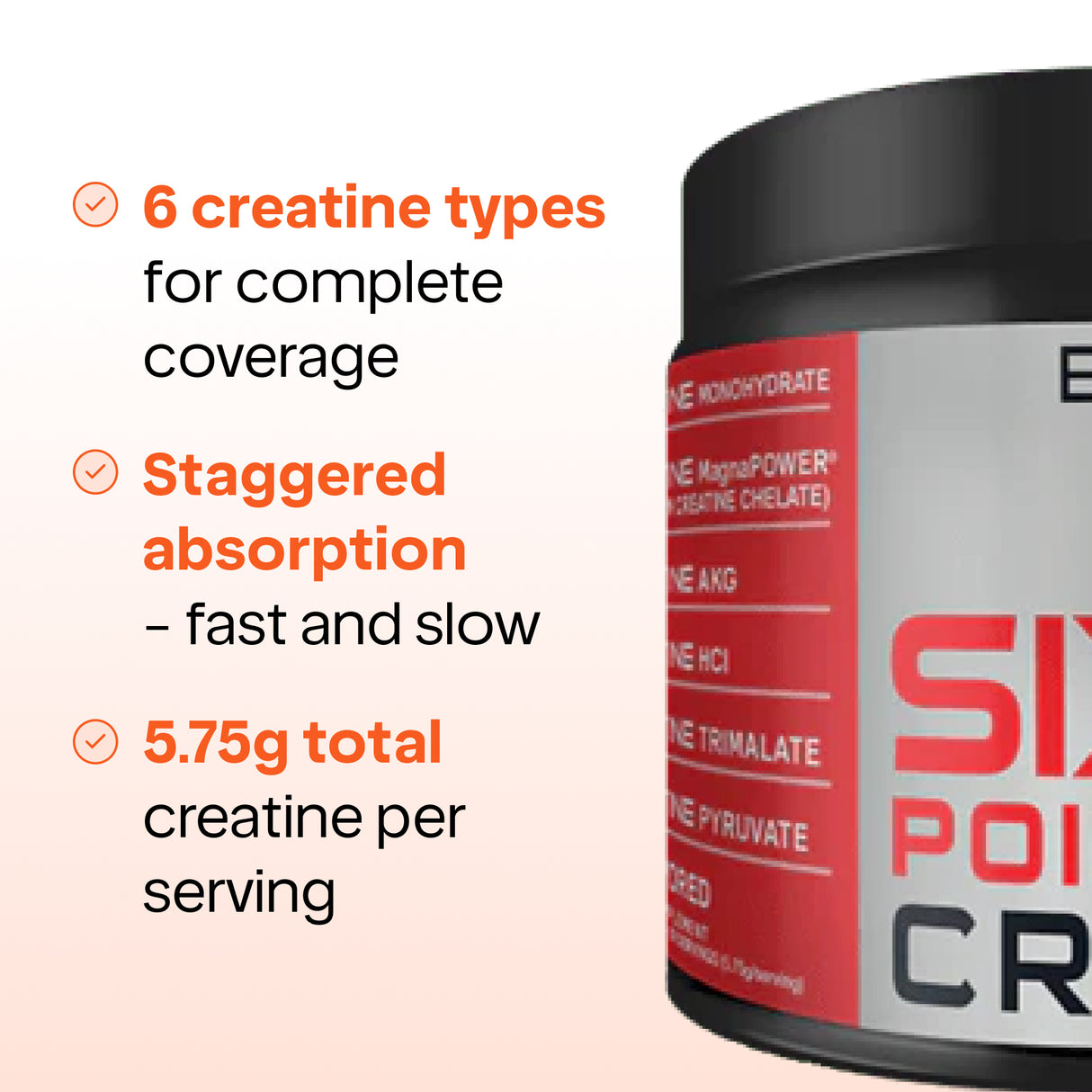 Bucked Up Six Point Creatine – 5.75 g, 6-Type Creatine Blend (30 Serv)
