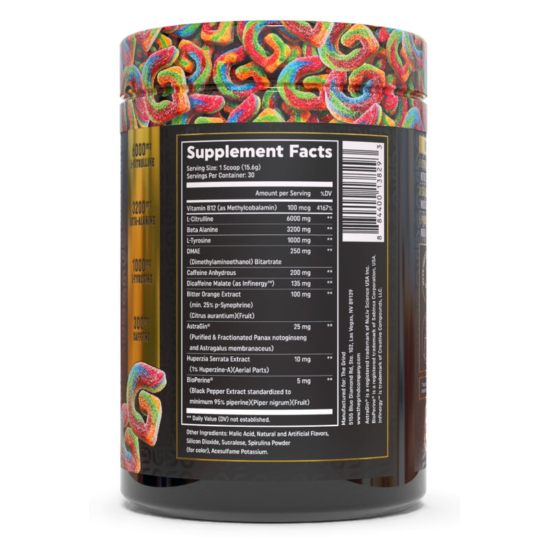 Grind Mode Premium Pre-Workout by The Grind, 30 Servings Supplement Facts label
