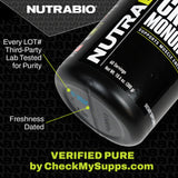 NutraBio Creatine Monohydrate Supplement, Unflavored, Supports Muscle Energy, Recovery, and Strength - HPLC Tested Pure Grade Creatine Supplement