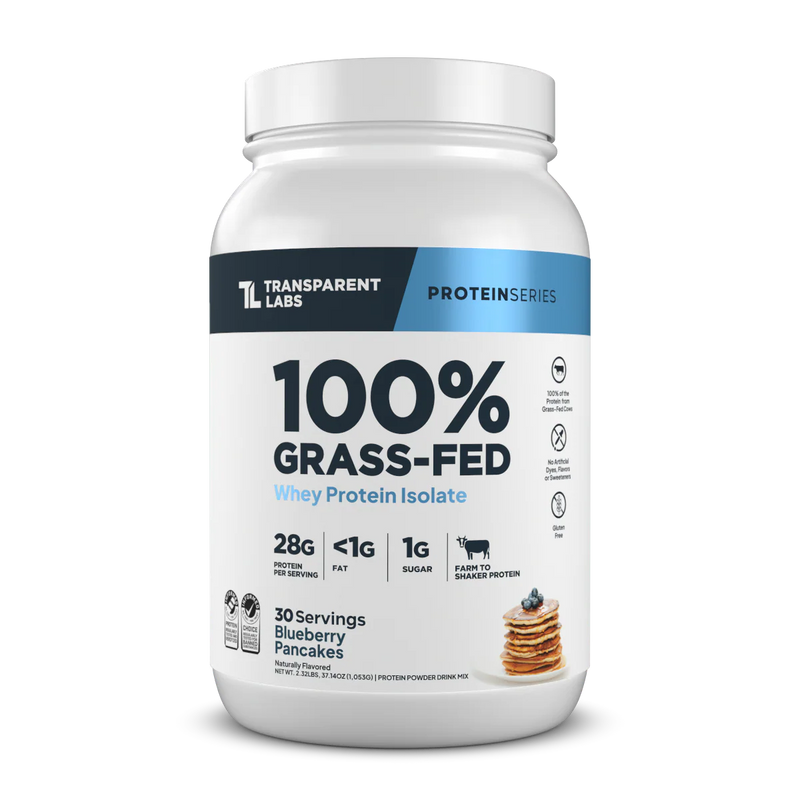 Transparent Labs Grass-Fed Whey Protein Isolate — 28g Protein, Clean Ingredients