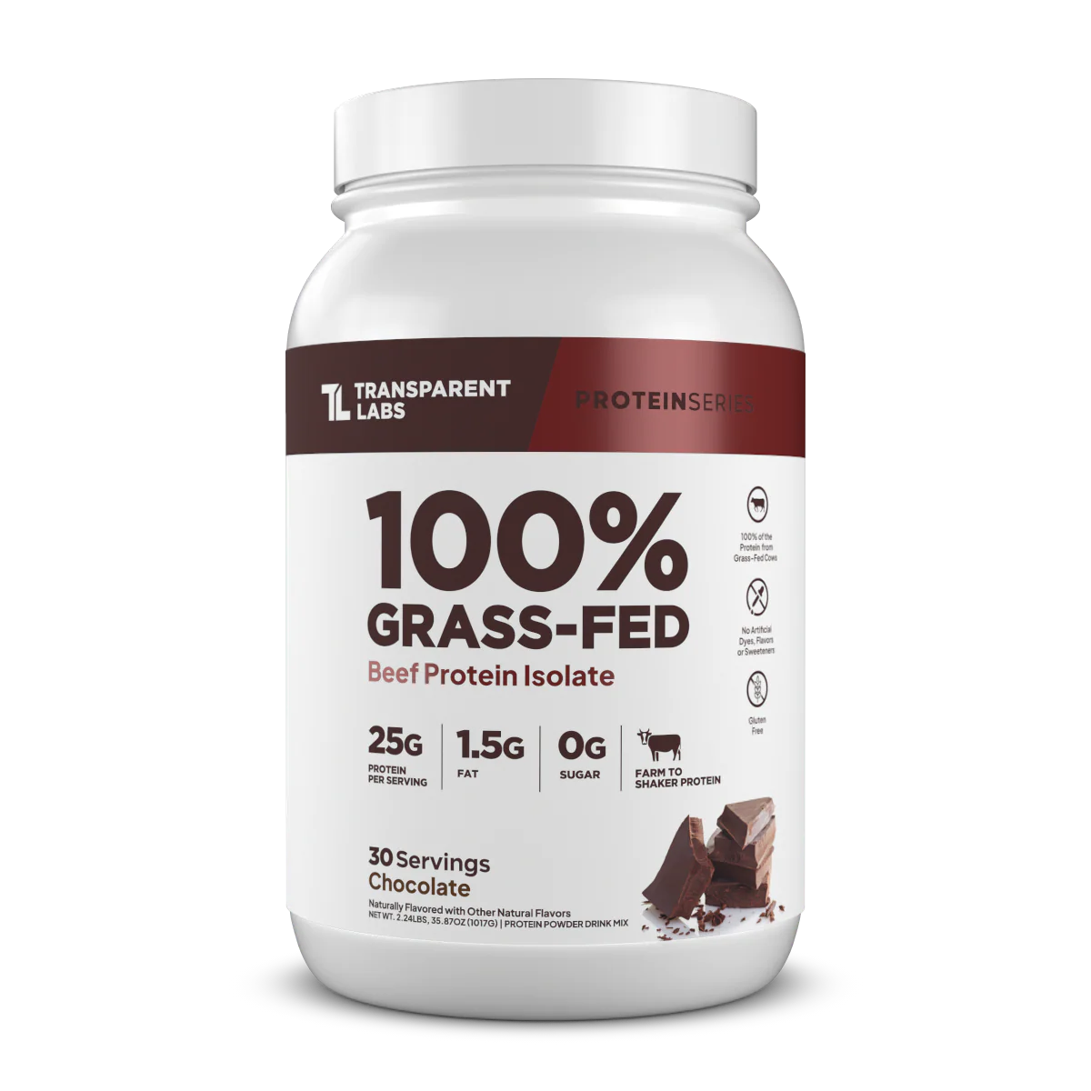 Transparent Labs 100% Grass-Fed Beef Protein Isolate 30 servings Chocolate