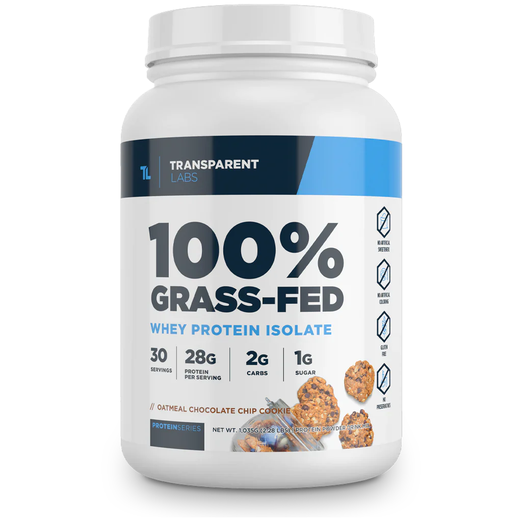Transparent Labs Grass-Fed Whey Protein Isolate — 28g Protein, Clean Ingredients (30 Servings)