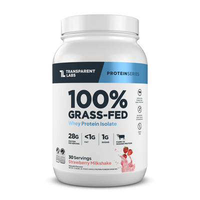Transparent Labs Grass-Fed Whey Protein Isolate — 28g Protein, Clean Ingredients