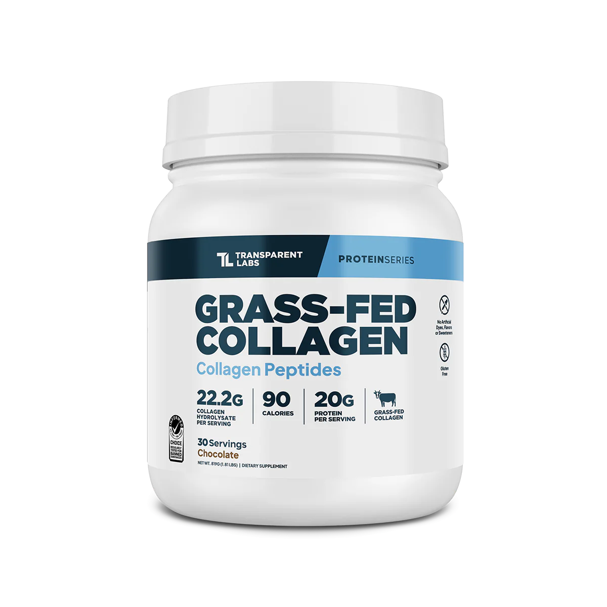 Transparent Labs Grass-Fed Collagen – 22.2g Collagen Hydrolysate, All Natural & Gluten-Free, No Artificial Sweeteners or Colors
