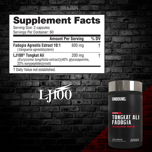 Nutrition Label Showing 600mg West African Herbal Extract and 200mg Standardized Herbal Root Extract per Serving