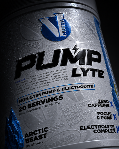 V1 Nutra PUMP-LYTE Non-Stim Pump and Electrolyte Formula front tub for Arctic Beast Flavor 