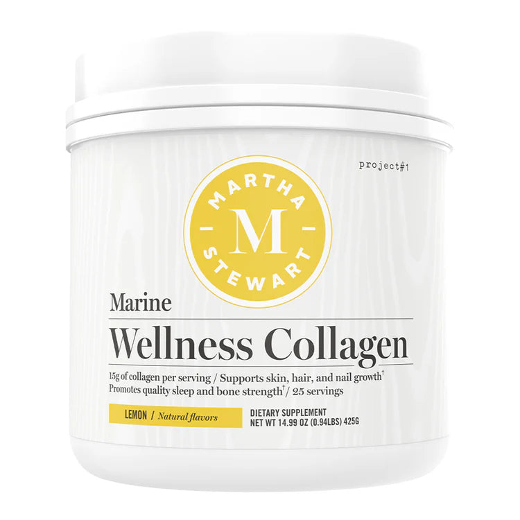 Martha Stewart Collagen Peptides Powder - Multi Collagen for Women | Healthy Supplement for Skin, Hair, Nails, and Bone Strength | 15g Protein | Lemon | 25 Servings